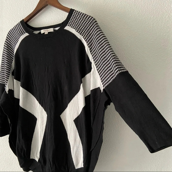 Slouchy Sweater Retro Batwing Relaxed Long Sleeve High Slit Side M/L Cotton - Picture 2 of 11